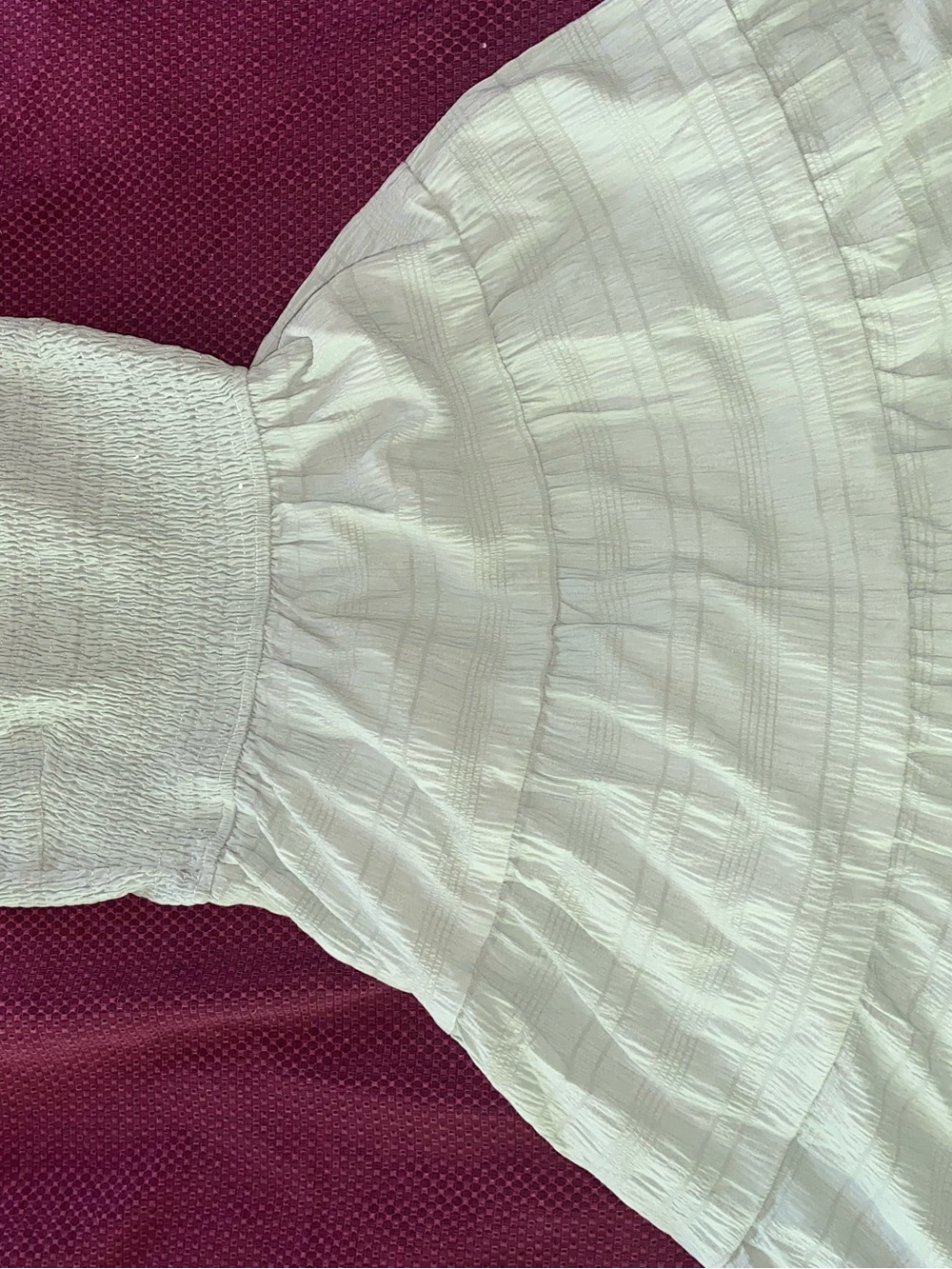 White Textured Smocked Strapless Dress
